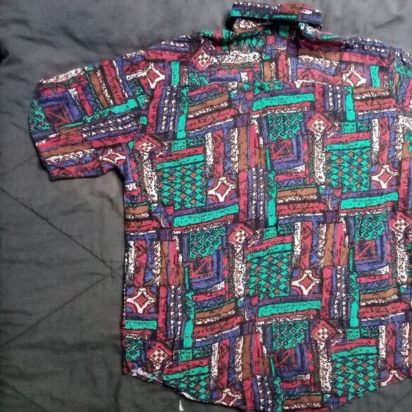 Vintage Michael James Abstract Geometric Button Shirt - Picture 6 of 7
